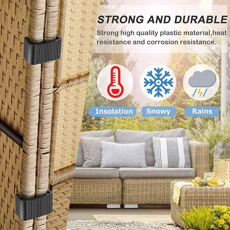 10 Pcs Garden Furniture Clips Anti-Deformed Rattan Furniture Connectors For Outdoor Sofa Plastic Clamps Wicker Chair