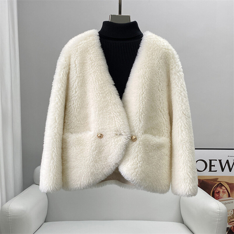 Aorice casaco de pele de lã real feminino casacos de inverno sobre tamanho jaquetas trench ct229