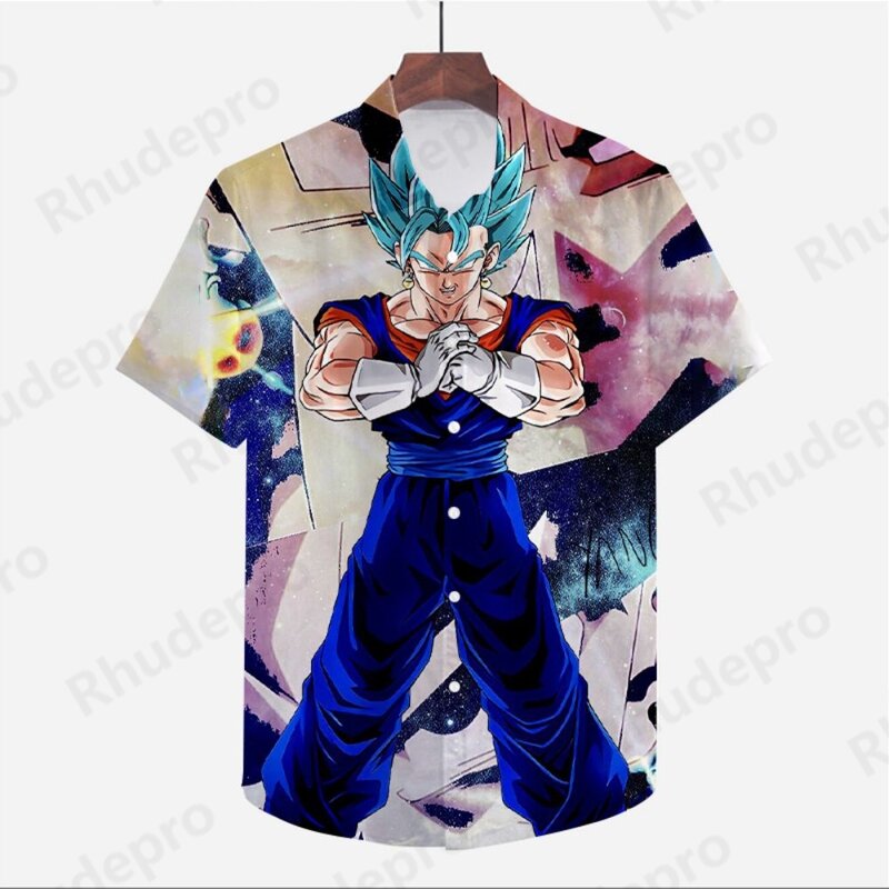 Camisa de streetwear anime masculina, Vegeta, Dragon Ball Z, Manga curta, Roupas extragrandes, Super Saiya, estilo praia, fofo, alta qualidade, 2024