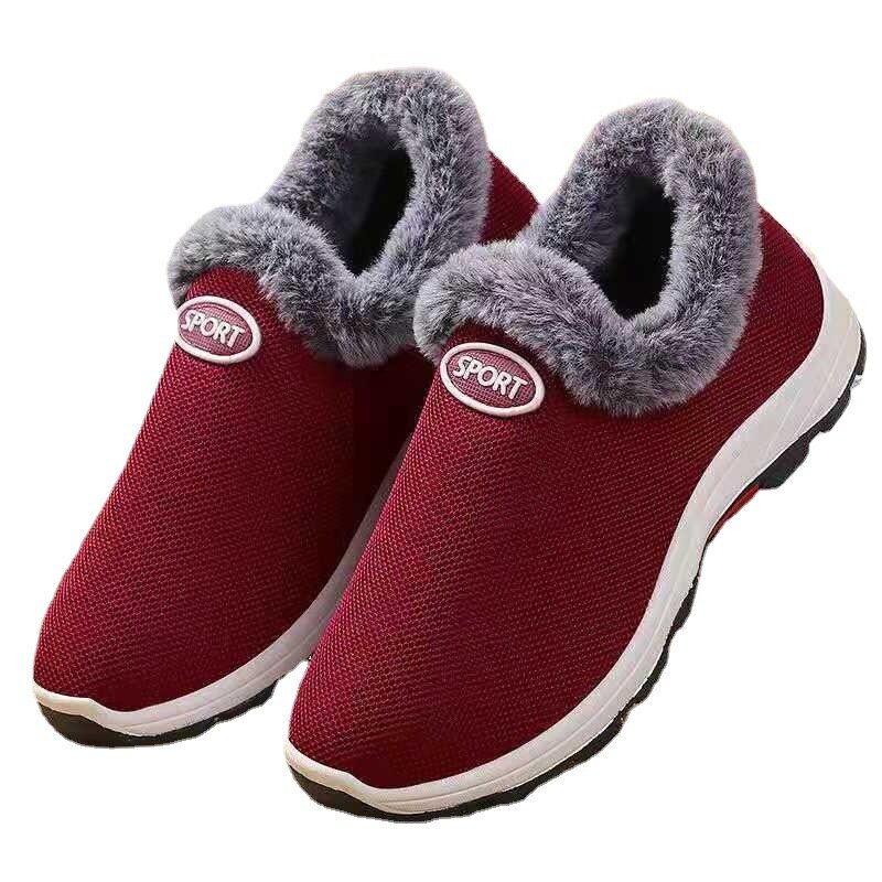รองเท้าผ้าฝ้ายผู้หญิงฤดูหนาวรองเท้าผ้าใบข้อเท้ารองเท้า Wedges รองเท้า2022อุ่นสบายตุ๊กตาสั้นหญ...