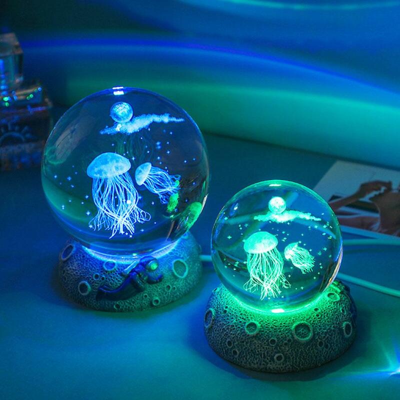 كرة كريستال محفورة بالليزر ثلاثية الأبعاد ، ضوء ليلي ملون ، ليزر Axolotl ، زوجة صديقة زميلة ، هدية عيد ميلاد للأطفال ، ديكور منزلي
