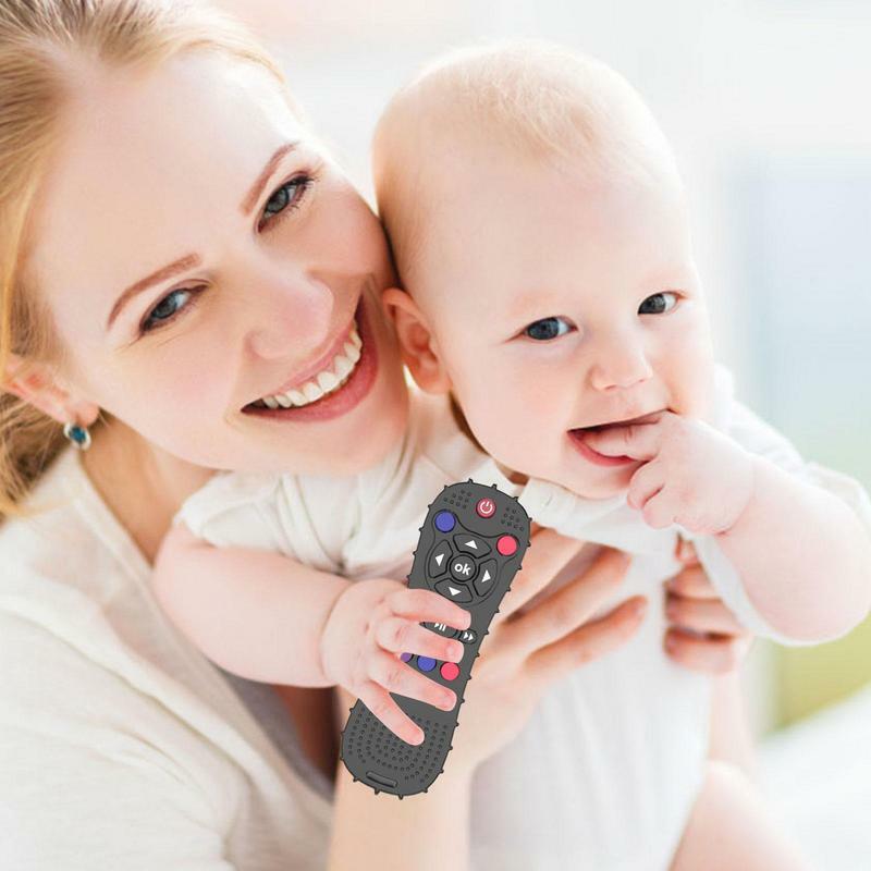 Mainan tumbuh gigi bayi silikon, bentuk Remote Control mainan tumbuh gigi bayi untuk bayi 6-12 bulan, mainan pereda tumbuh gigi bayi