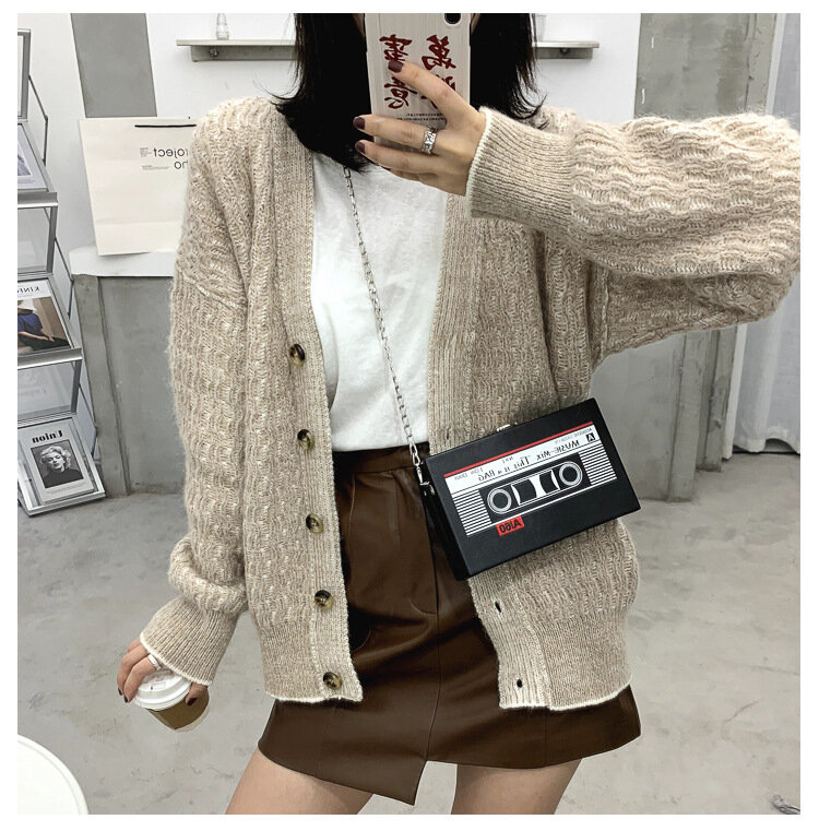 2024 New Personality Radio Women's Bag Trend Box Small Square Bag Tape Chain One Shoulder Crossbody Bag Women Purse Bags