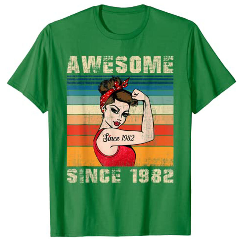 41-letnie niesamowite od 1982 41 urodziny prezenty damskie T-Shirt graficzny Tee topy