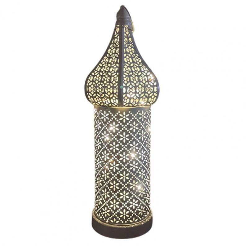 Lámpara decorativa de hierro marroquí, lámparas de viento LED huecas blancas, luminosas, efecto de luz blanca, lámpara de viento LED, luz nocturna