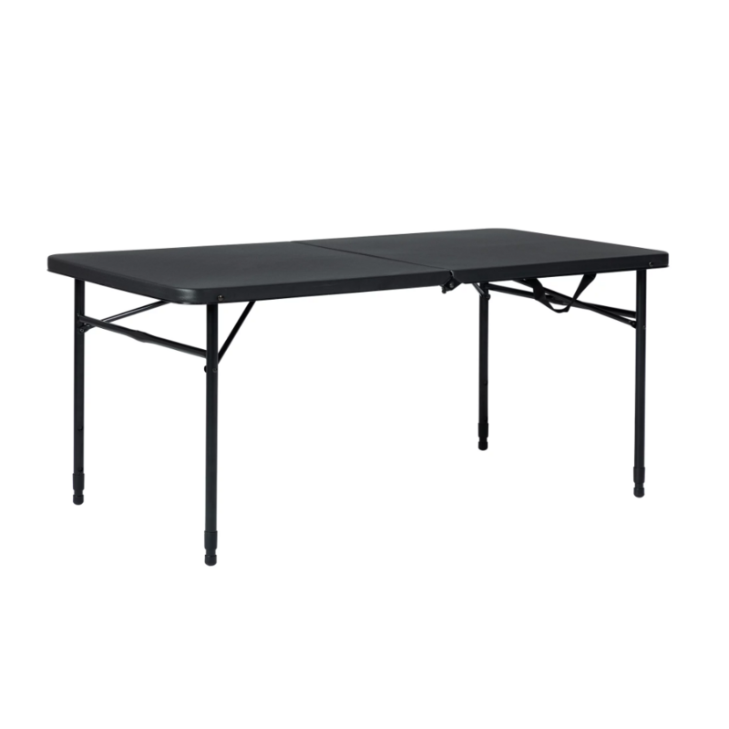 Meja lipat setengah dapat disesuaikan, meja piknik berkemah lipat kaya hitam
