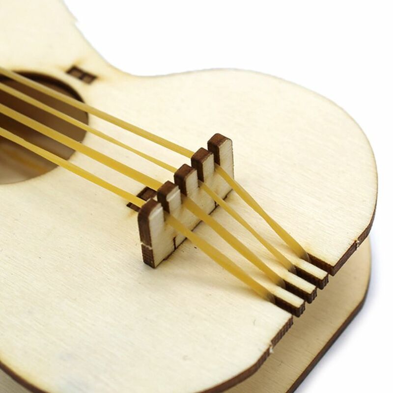 Feichao diy 3d quebra-cabeça de madeira mini guitarra modles para crianças brinquedo presente estudante ciência projeto experimental kit