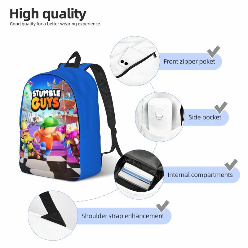 Stumble Guys Backpack for Boy Girl Teenage Student School Bookbag Cartoon Game Daypack Primary Bag Hiking