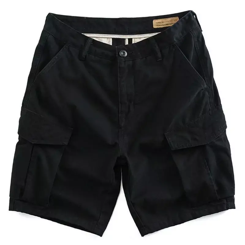 Men's Cargo Shorts with Pockets Work Black Male Short Pants Beautiful Nylon Strech Clothing Elegant Homme New in Y2k Cotton Wide