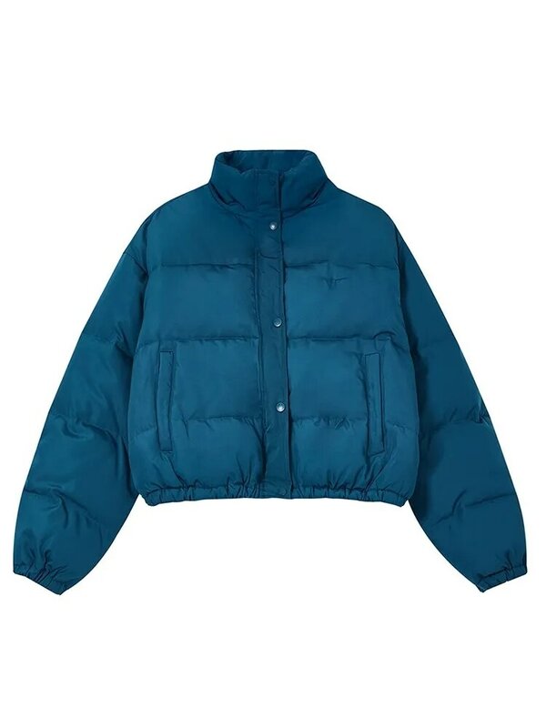 Женская зимняя куртка-парка с хлопковой подкладкой и воротником-стойкой
