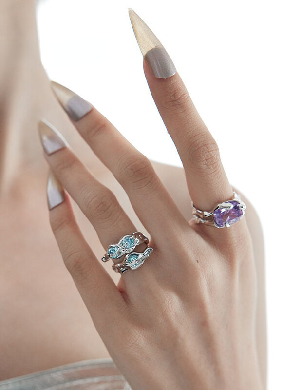 Новинка 2023 изысканное модное синее кольцо с кристаллами унисекс простое Открытое кольцо банкетные ювелирные изделия Аксессуары подарок