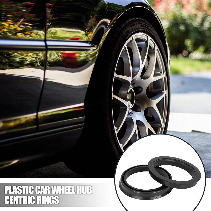 4pcs Automotive Car Plastic 72.6mm OD to 57.1mm ID Car Hub Centric Rings Wheel Bore Center Spacer Hub Rings Black