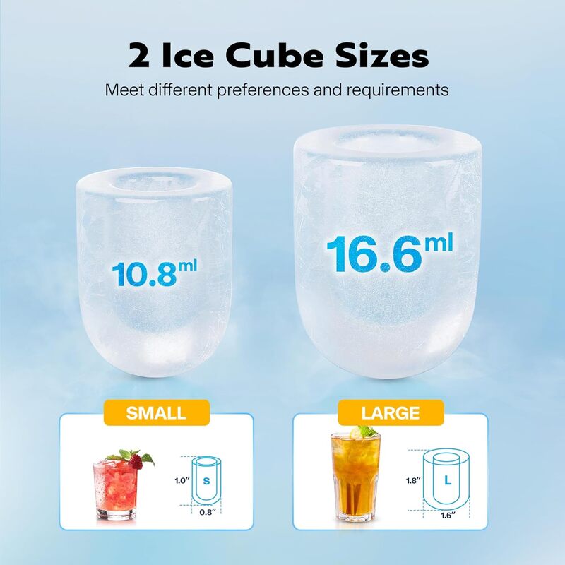 Льдогенератор VIVOHOME, 26 фунтов/день, 9 кубиков льда, 6 минут