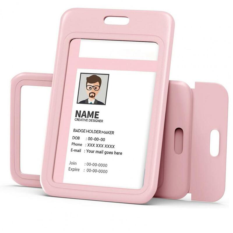 Robusta protezione per carta d'identità porta carte d'identità per finestra trasparente con coperchio scorrevole foro per appendere per impiegati studenti infermieri