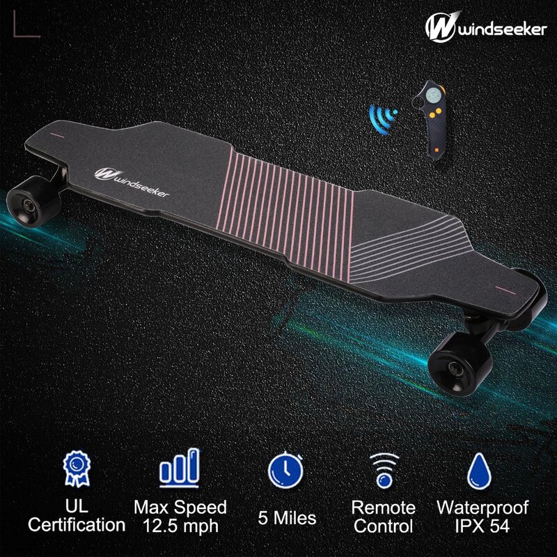 Skateboard électrique avec télécommande pour débutants, 2024 W, moteur sans balais, Max 350 MPH, neuf, 12.4