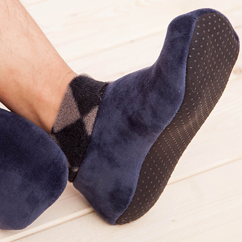Теплые мягкие носки, флисовые Носки для кровати, Нескользящие женские и мужские короткие зимние эластичные бытовые носки для пола, чехол для ног