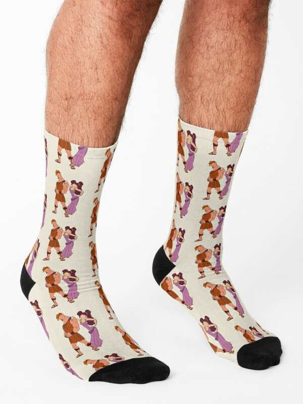 Hercules y megara-calcetines DE TENIS kawaii personalizados para mujer, calcetines de lujo para hombres