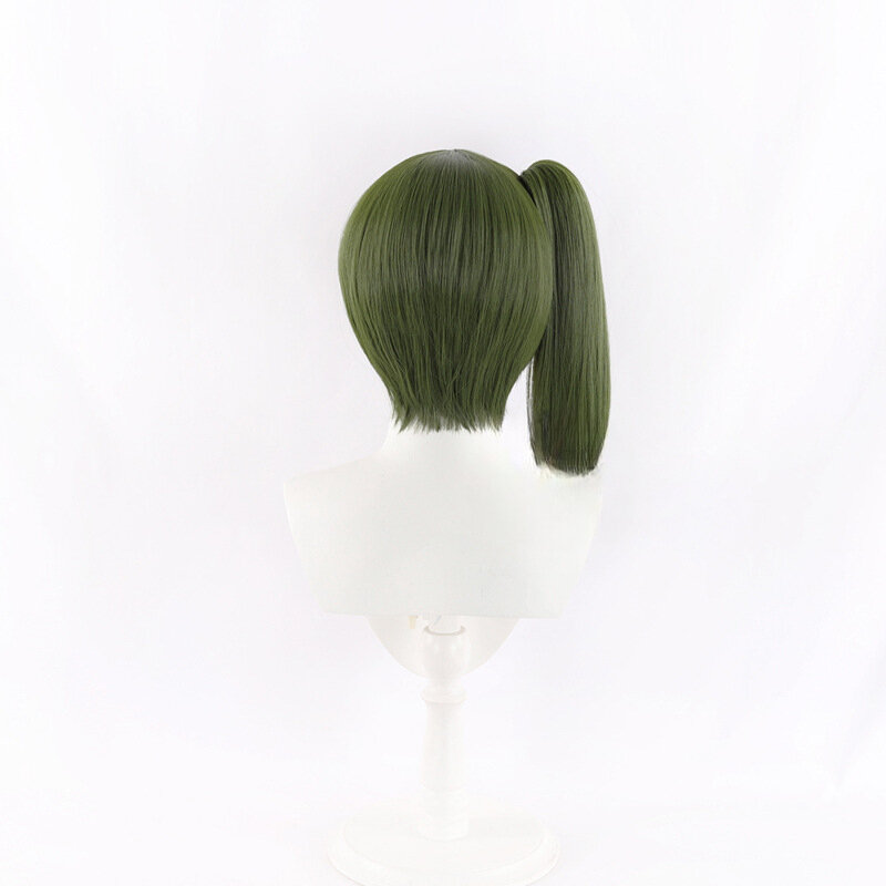 Ubelwig-女性のためのアニメのコスプレウィッグ,耐熱性の髪,滑らかな緑のポニーテール,旅を超えています