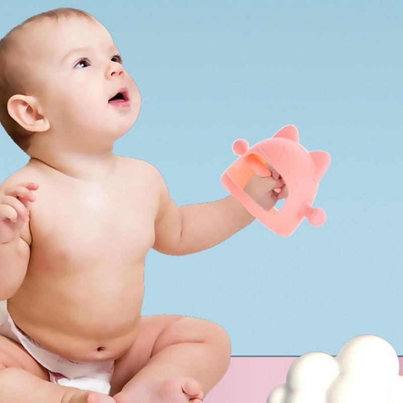 Bebê silicone mordedor inovador silicone gato mordedor bebê deve ter que exercer a função de mastigação do bebê e capacidade de agarrar
