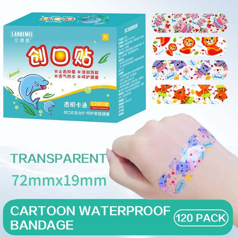 120 pz/lotto Kawaii Cartoon Animal Pattern Waterproof Band Aid emostasi bende adesive per bambini bende in gesso per ferite per bambini