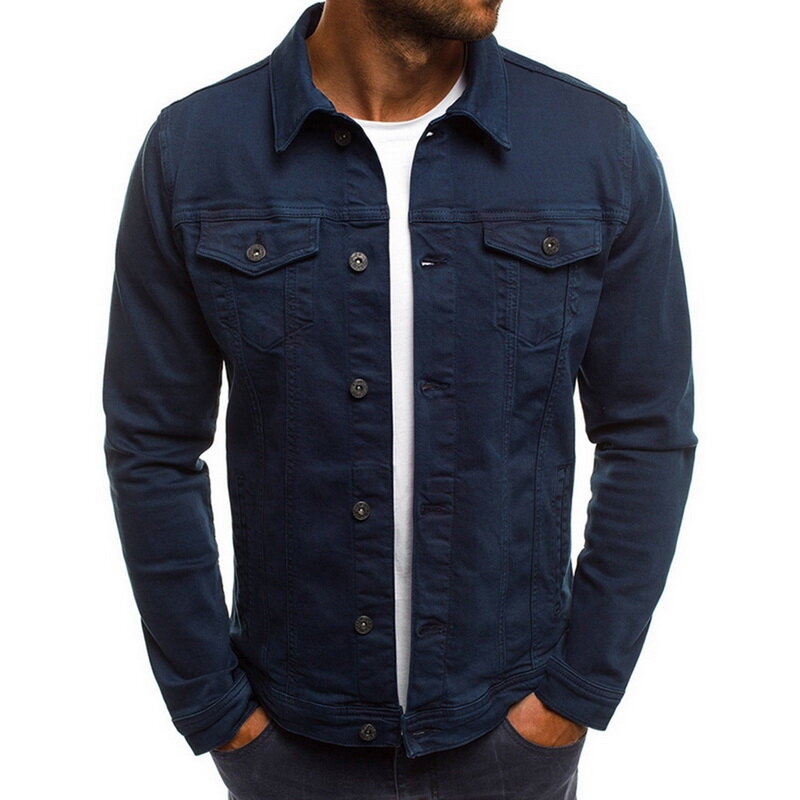 Giacca di jeans da uomo slim fit piumino cappotto autunno retro classico giacca di jeans lavato giacca di jeans lavato da uomo