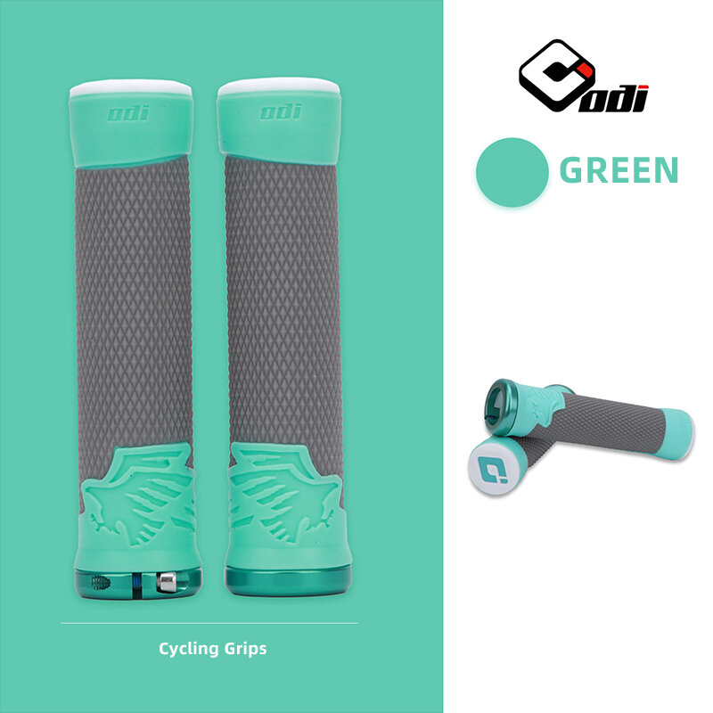ODI-empuñaduras de silicona para manillar de bicicleta de montaña, mango bloqueable cómodo, anillo de bloqueo de aluminio CNC, antideslizante, dos tonos, piezas de bicicleta