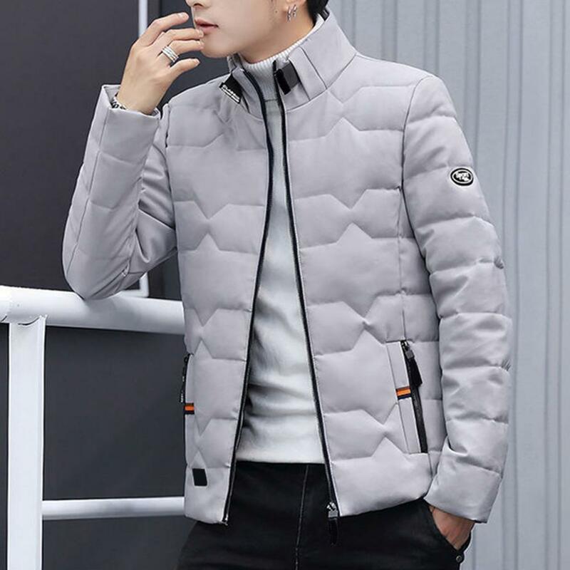 Männer Herbst Winter Mantel mit Taschen Reiß verschluss Stand Kragen dicke warme Slim Fit Outwear Mantel Outwear