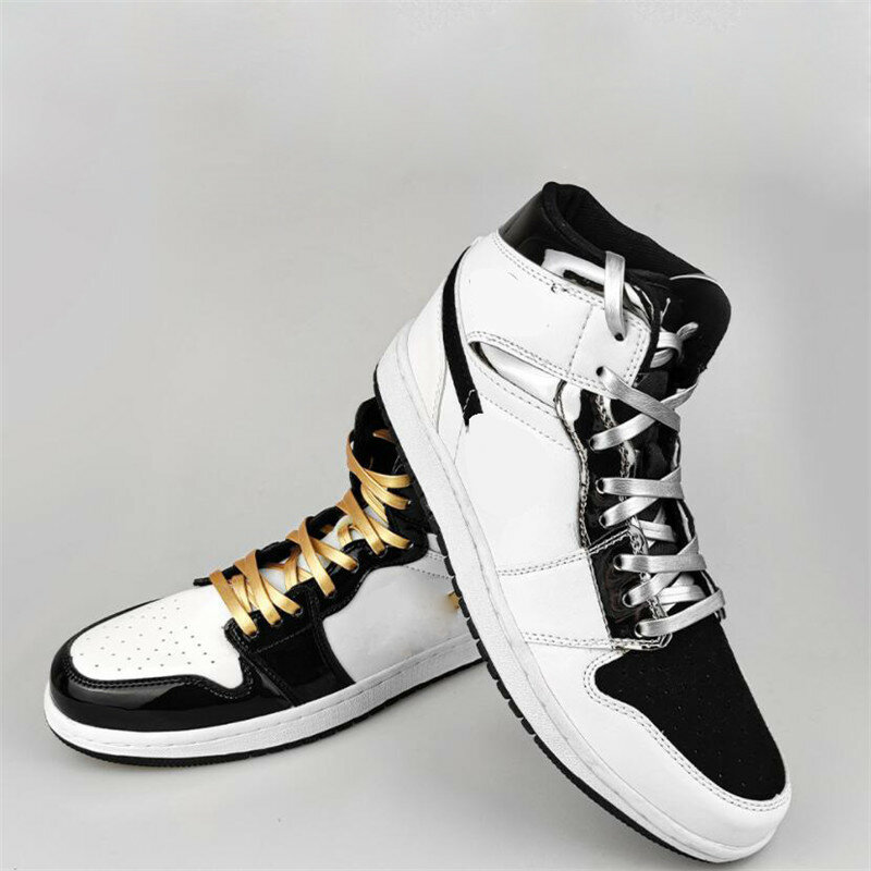 Креативная мягкая кожа из микрофибры, лазерная серебряная ткань, 120 см, женская и Мужская Спортивная повседневная Баскетбольная обувь, шнурки, ботинки