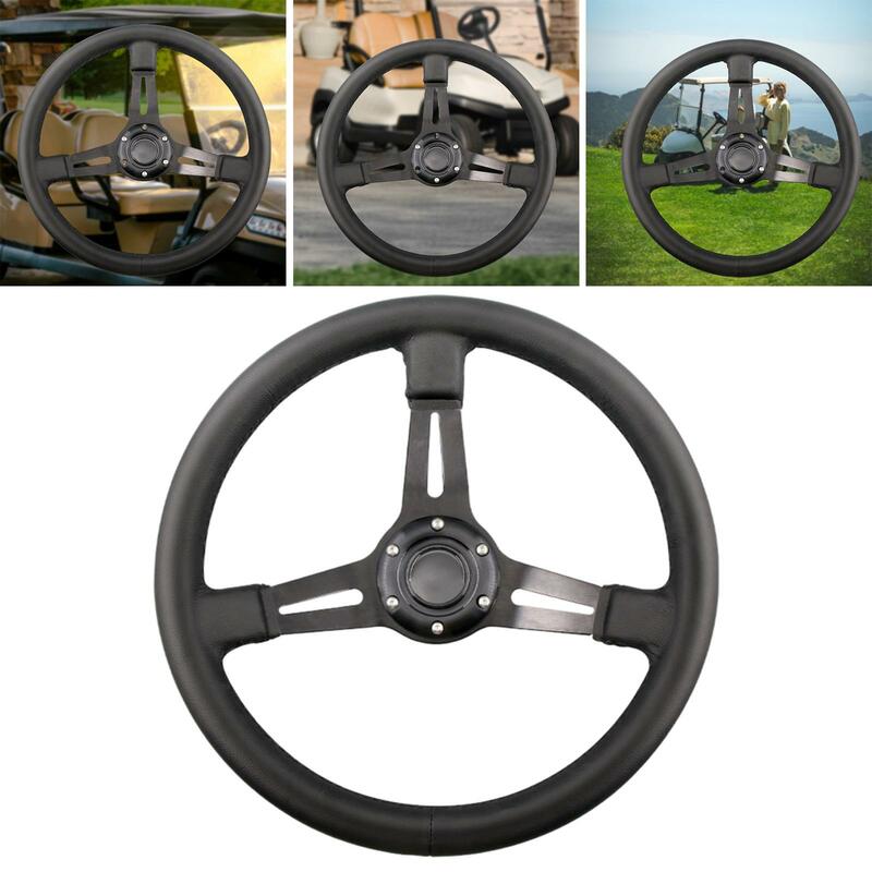 Golf Cart Steering Wheel PU Retrofit Universal PU Leather Outdoor 3 Spoke