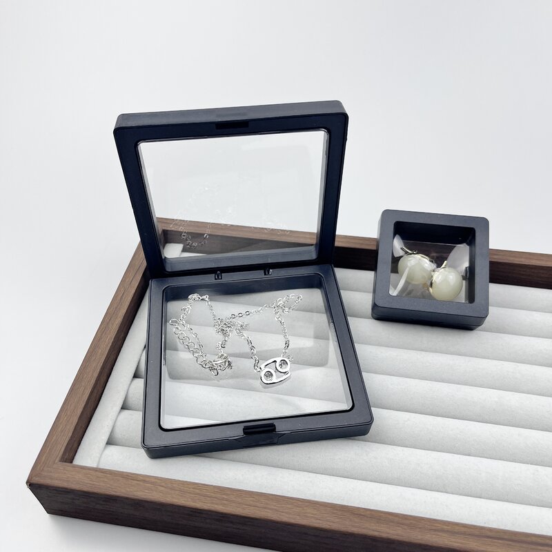 صندوق تخزين لعرض المجوهرات ، فيلم PE شفاف ، خفيف الوزن بسيط ، سلسلة أقراط أقراط أذن ترصيع خاتم قلادة هدية