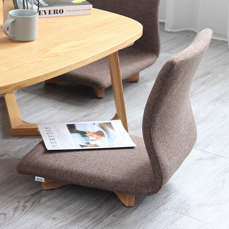 Modern 360-Degree Swivel Floor Chair w/Lumbar Support Japanese Style Home Office Furniture Tatami Zaisu Legless Chair Sitting
