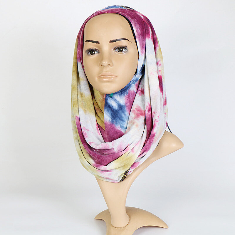 وشاح حجاب نسائي مطبوع متعدد الألوان ، شال ، لف ، عباءة ، عمامة ، مسلمات ، موضة ، متدرج ، امرأة مسلمة ، 180x85cm