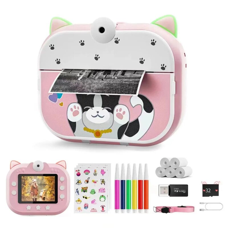 X3D Children's Printing Camera HD Dual-lens Mini SLR Digital 2.4-inch Instant Photo Output ABS Environmentally Friendly Material
