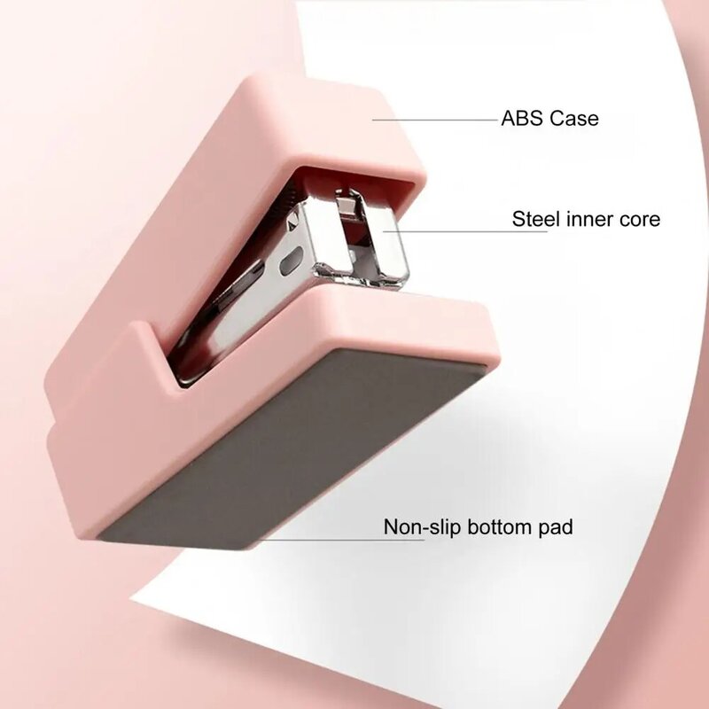 1 Set Mini Stapler Labor-saving High Efficiency Anti-skid Bottom Pad Handheld Bind Portable Paper Plier Stapler Office Accessory
