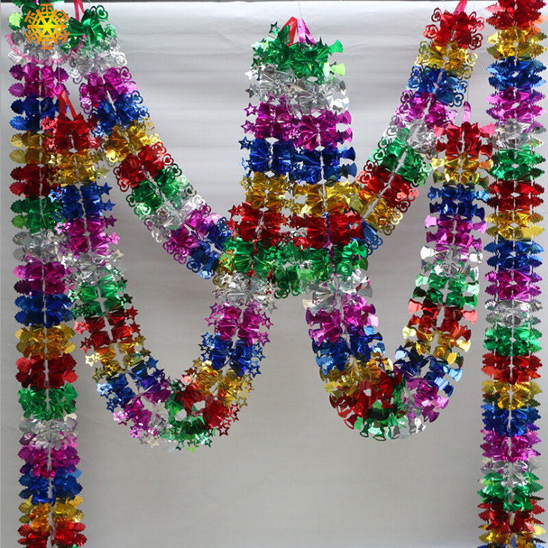 Colorful Christmas Tree Tinsel Garland Ribbon Bar Shiny Tops Christmas Tree Hanging Ornaments Craft Wedding Decoration