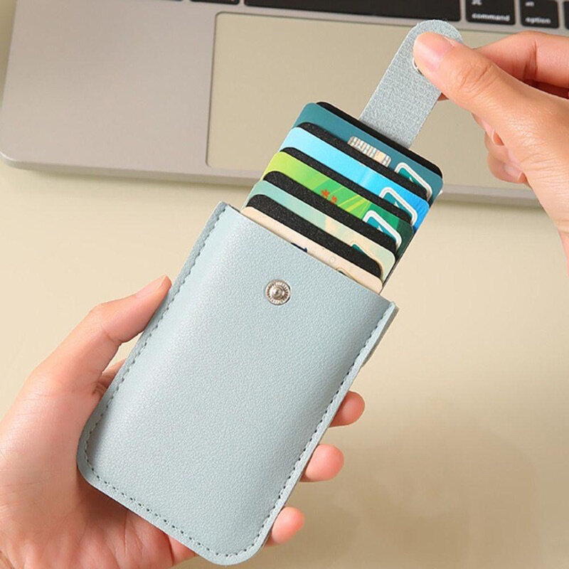 Mini portafoglio creativo in pelle PU con 5 slot per schede porta carte estraibile per Unisex