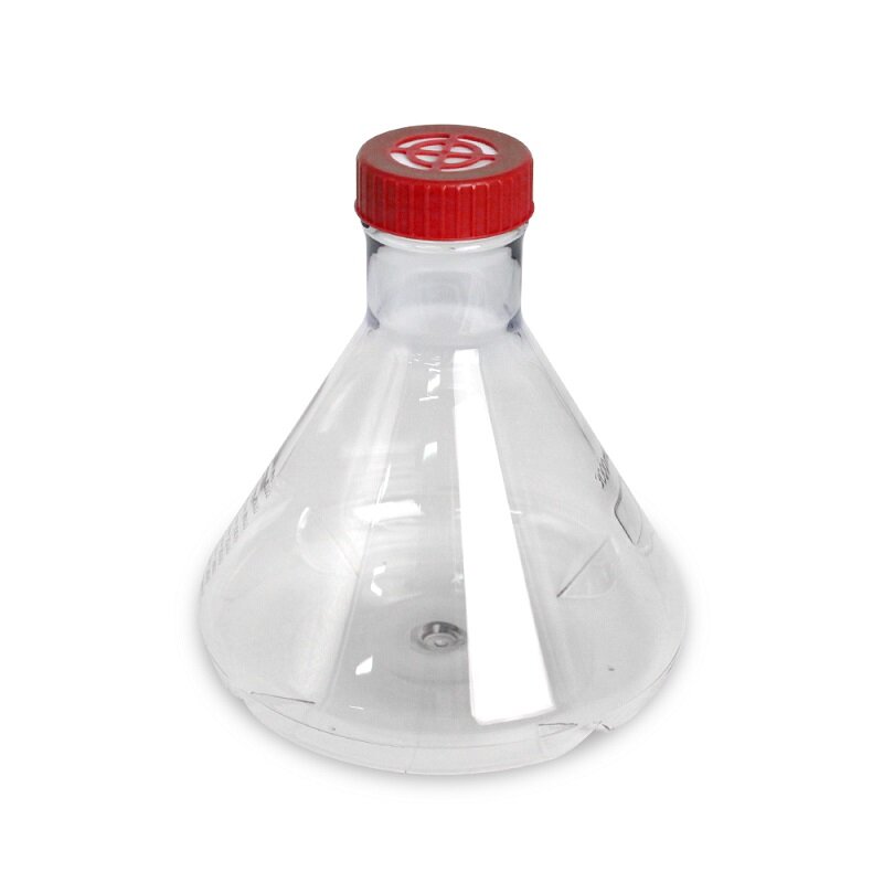 LABSELECT Triangle cell culture bottle, Breathable cover, Polycarbonate material, With baffle, 3000ml Erlenmeyer Flask, 17612