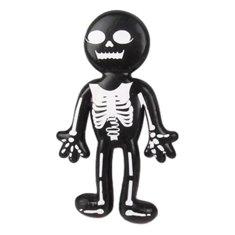 Mainan Fidget hitam mainan kerangka lembut mainan melar Halloween mainan pelepas stres Remas dekorasi pesta Halloween aman