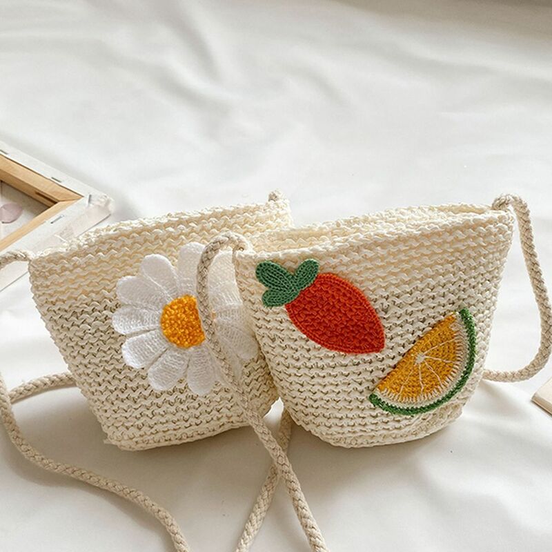 Летняя модная пляжная соломенная сумка с изображением фруктов и мультфильмов, кошелек в богемном стиле, Детская плетеная Сумочка в Корейском стиле