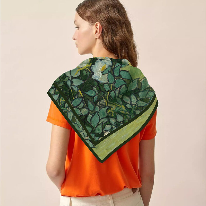 Женский шелковый шарф с принтом «Ван Гог», 90 см