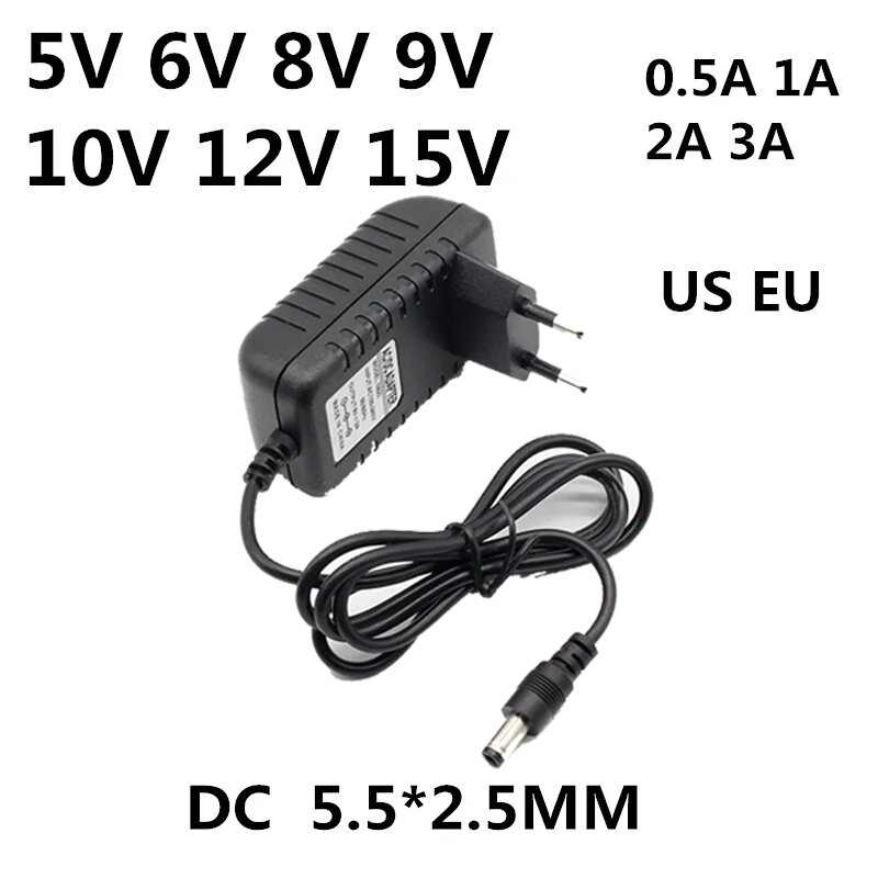 Adaptor pengisi daya adaptor daya Universal, adaptor pengisi daya catu daya adaptor Universal AC 110-240V DC 5V 6V 8V 9V 10V 12V 15V 0,5 A 1A 3A Eu AS untuk Strip lampu LED