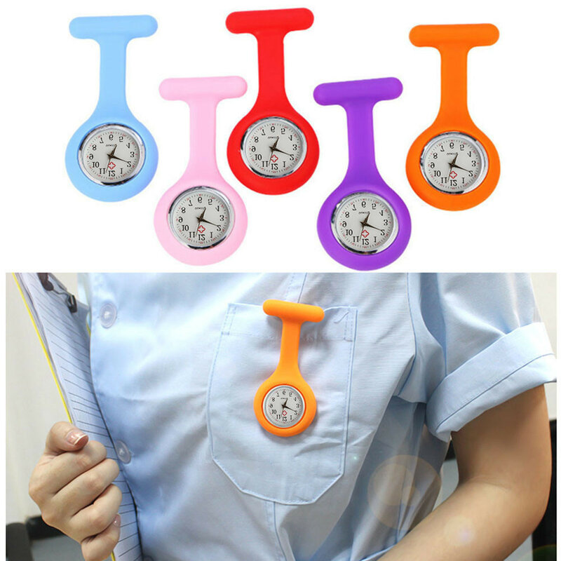 Reloj De bolsillo De silicona para enfermera, pulsera con broche, Túnica Fob, médico, venta al por mayor, 25 unidades por lote