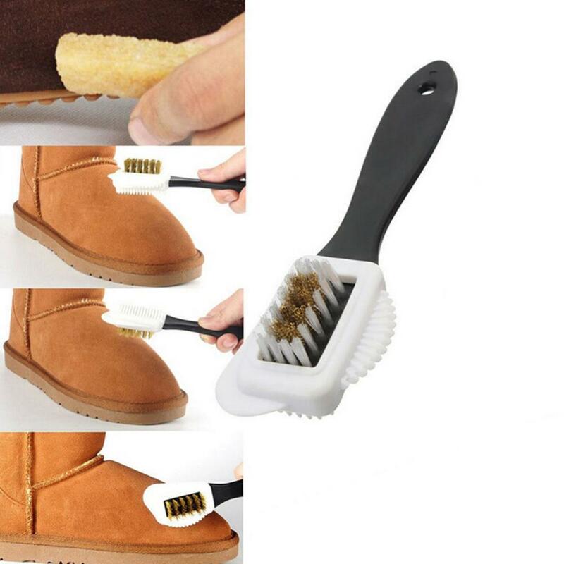 Ręczna szczotka do czyszczenia z 3 stron zamszowe buty z nubuku narzędzie do czyszczenia