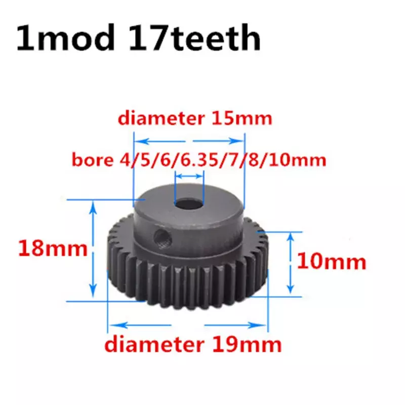 2 pz 1 Mod 1 modulo cremagliera in acciaio 10*10*500mm + 2 pz 1 M 17 denti 15 denti pignone 45 ingranaggio in acciaio ingranaggio in metallo