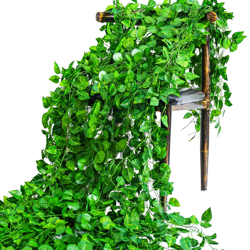210 سنتيمتر النباتات الاصطناعية اللبلاب الأخضر وهمية يترك نبات جارلاند الجدار الشنق الكرمة المنزل غاردان الديكور حفل زفاف إكليل أوراق