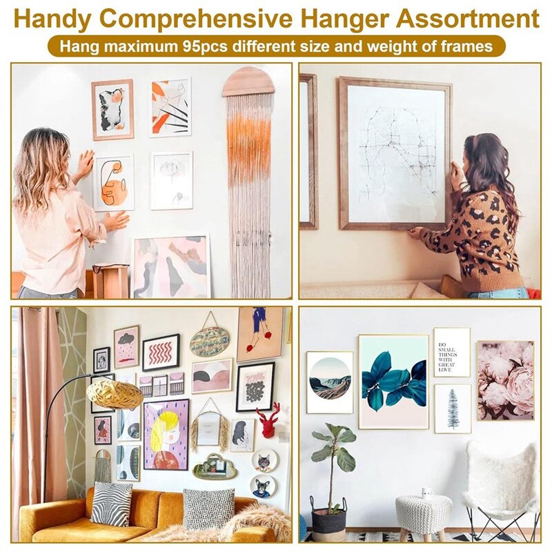 374 PCS Picture Hanging Kit, Decorations Indoor Outside Picture Hangers, Heavy Duty Picture Frame Wall Hanging Hardware Durable
