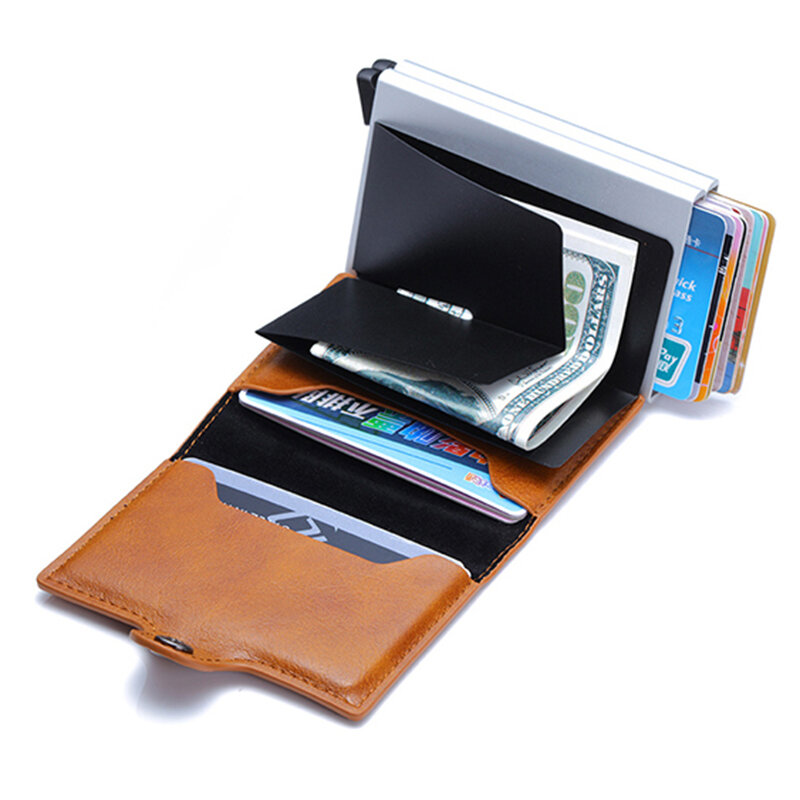 Couro RFID Titular de Cartões de Crédito para Homens e Mulheres, Mini Luxo Caso Cartão Bancário, Carteira, Dropshipping