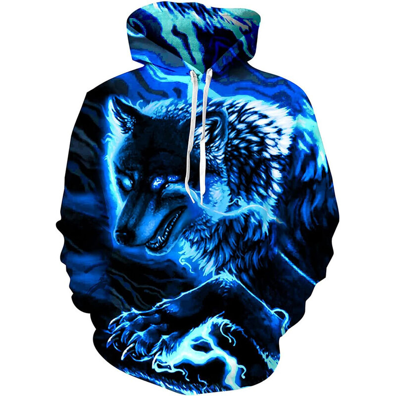 Vintage New Men's and Women's Couple Hoodie 3D Printed Animal Trend Handsome Fashion Large Hoodie Warm Sweater