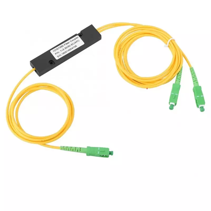 SC APC 1X2 PLC Splitter PLC Singlemode Fiber Optical Splitter SC/APC PCL Splitter Computer Cable Sleeve