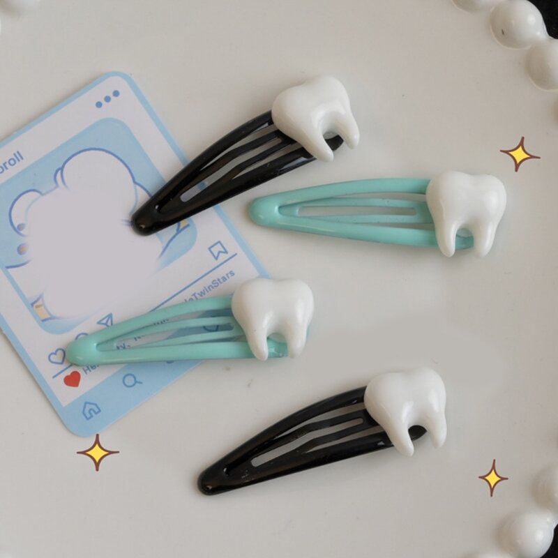 50jb bonito dente clip hairpin y2k meninas ornamentos acessórios para o cabelo harajuku presilhas clipe franja hairpin